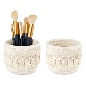 Macrame Makeup Brush Holder Organizer Comb Brushes Mini Storage Basket Set Of🦊